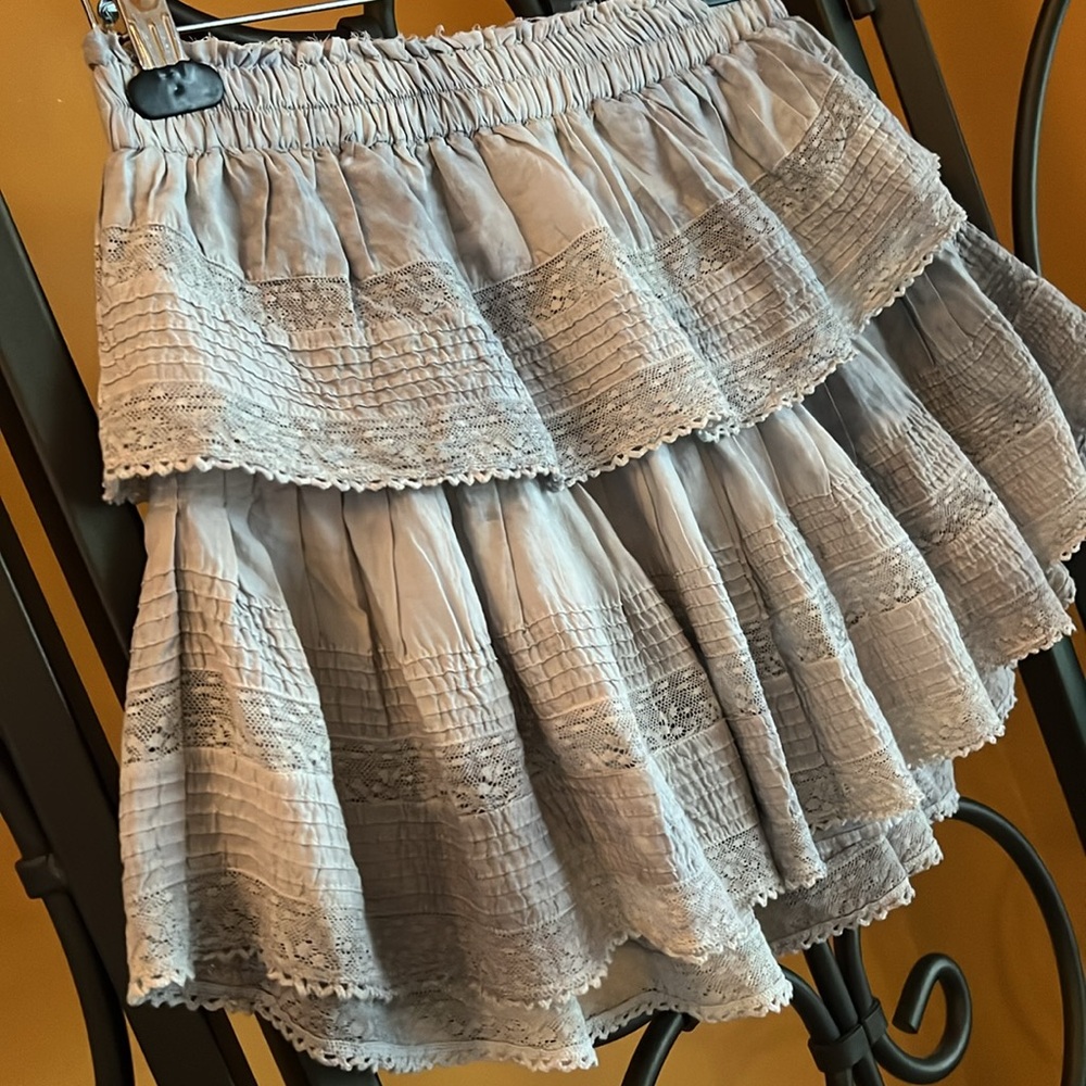 LOVESHACKFANCY Ruffle Cotton Miniskirt